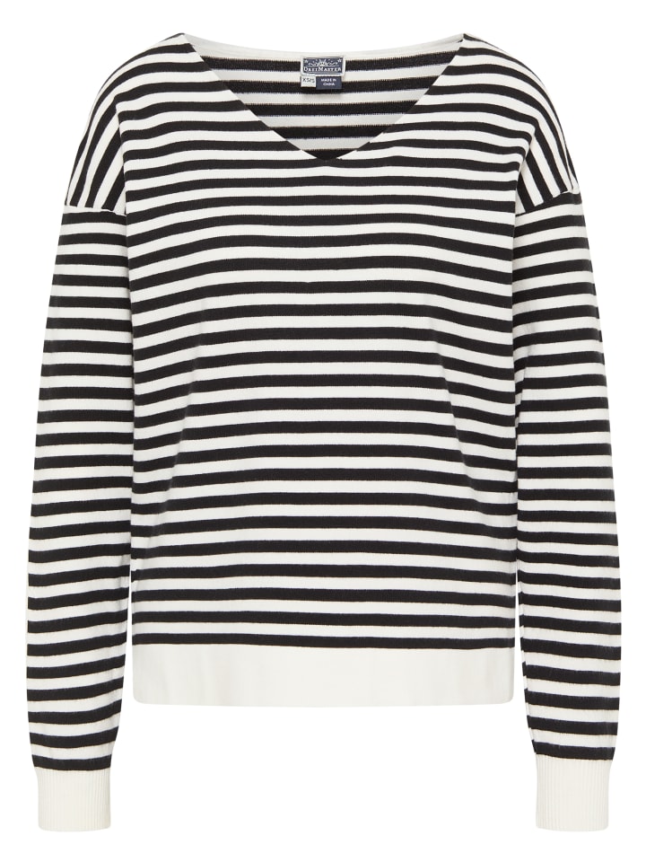 Damen Strickpullover in Wollweiss Schwarz