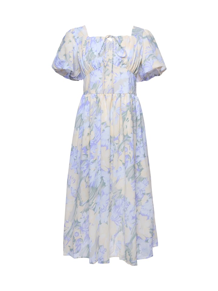 Women Dress in Blue Cream