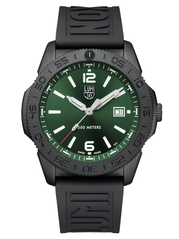 Taucheruhr für Männer Quarz Pacific Diver Schwarz/Grün