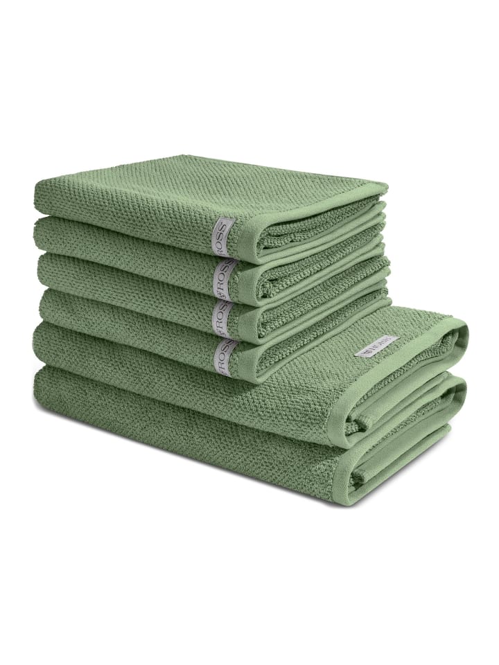 4 X Handtuch 2 X Duschtuch im Set Selection in Piniengrün