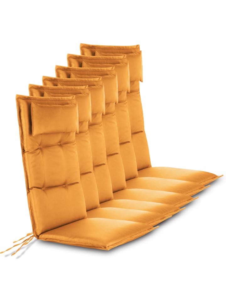 6 Premium Hochlehner Stuhlauflagen in Orange