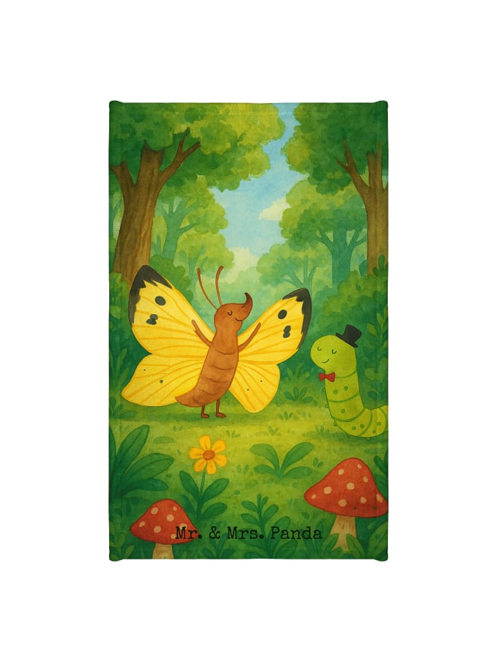 Handtuch Raupe Schmetterling Design ohne Spruch in Weiß