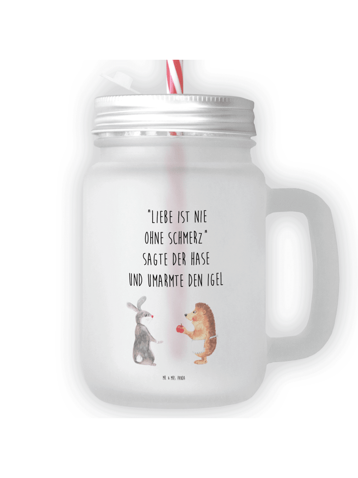 Glas Hase Igel mit Spruch in Transparent