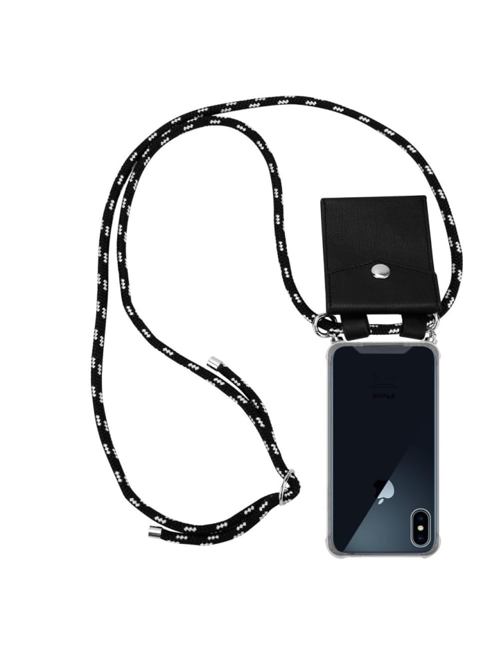 Handykette für Apple iPhone X / XS Hülle in SCHWARZ SILBER