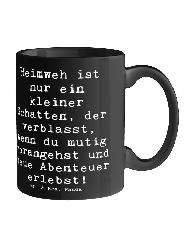 Tasse Heimweh überwinden Abenteuer erleben mit ... in Schwarz