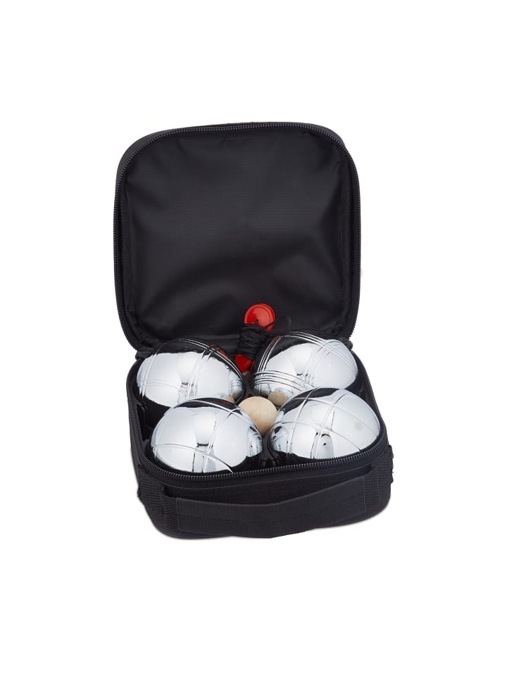 7-teiliges Boule Kugeln Set in Silber/ Schwarz