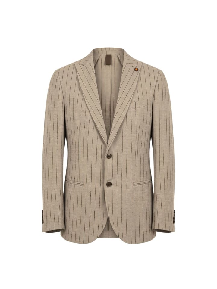 Beige Leinen Herren Jacke