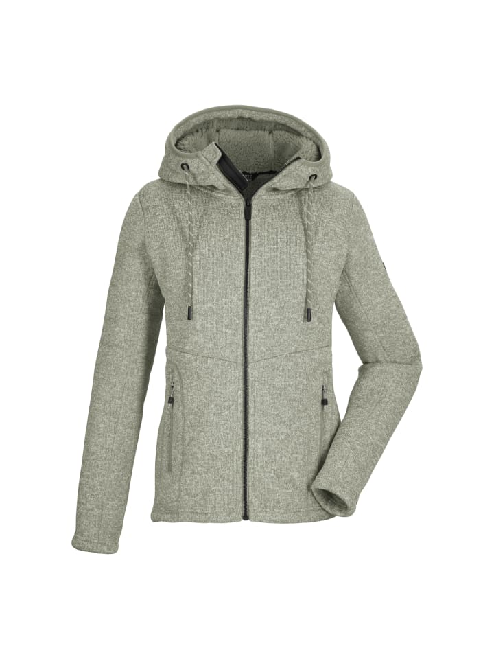 Strickfleecejacke mit Kapuze in Grün2046