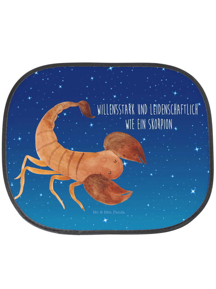 Hitzeschutz Auto Sternzeichen Skorpion mit Spruch in Sternenhimmel Blau