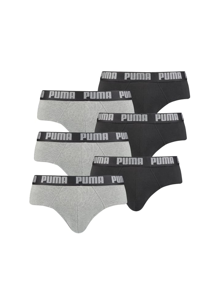 Boxershorts PUMA BASIC BRIEF 6P in 691 - dark grey melange / black