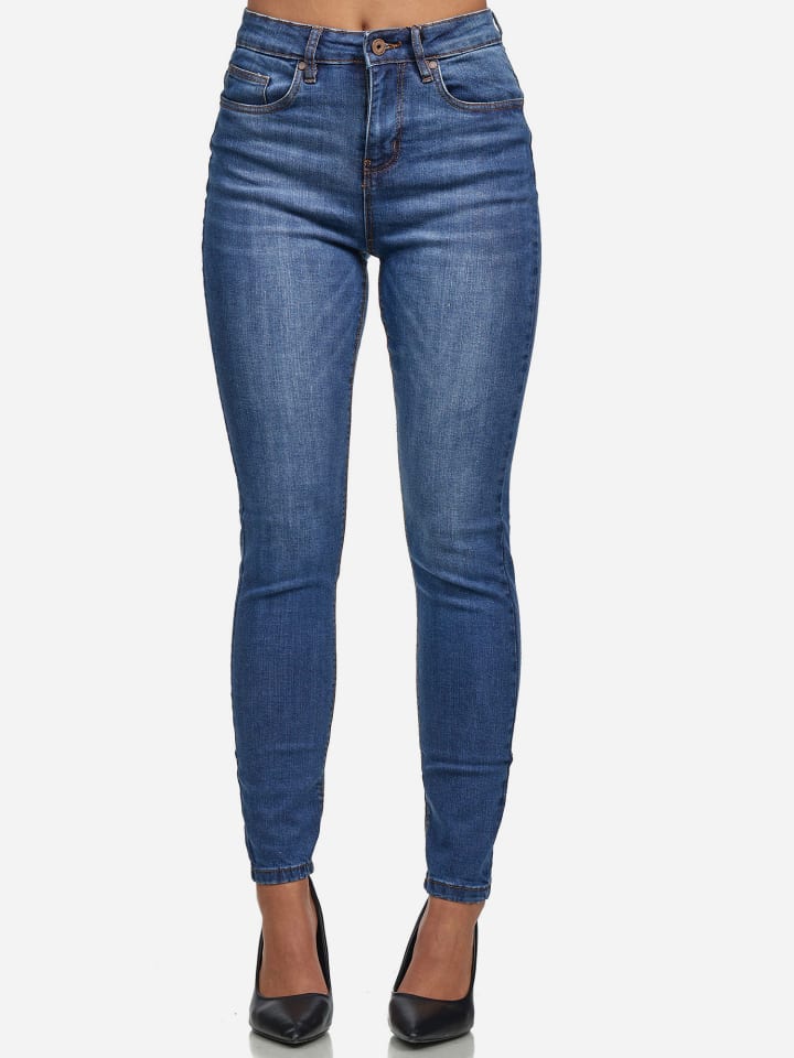 Jeans Skinny Fit High Waiste "F101" in Blau