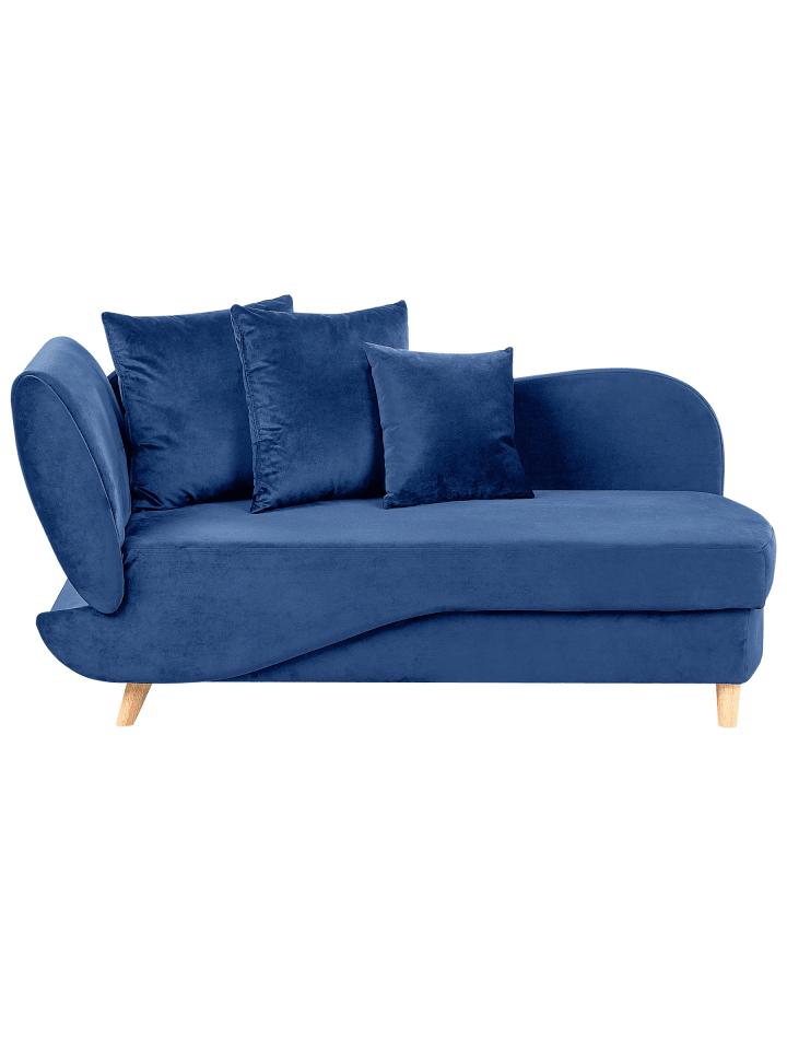 Chaiselongue MERI in Blau/Braun - (W) 155 x (H) 76 x (L) 69 cm linksseitig