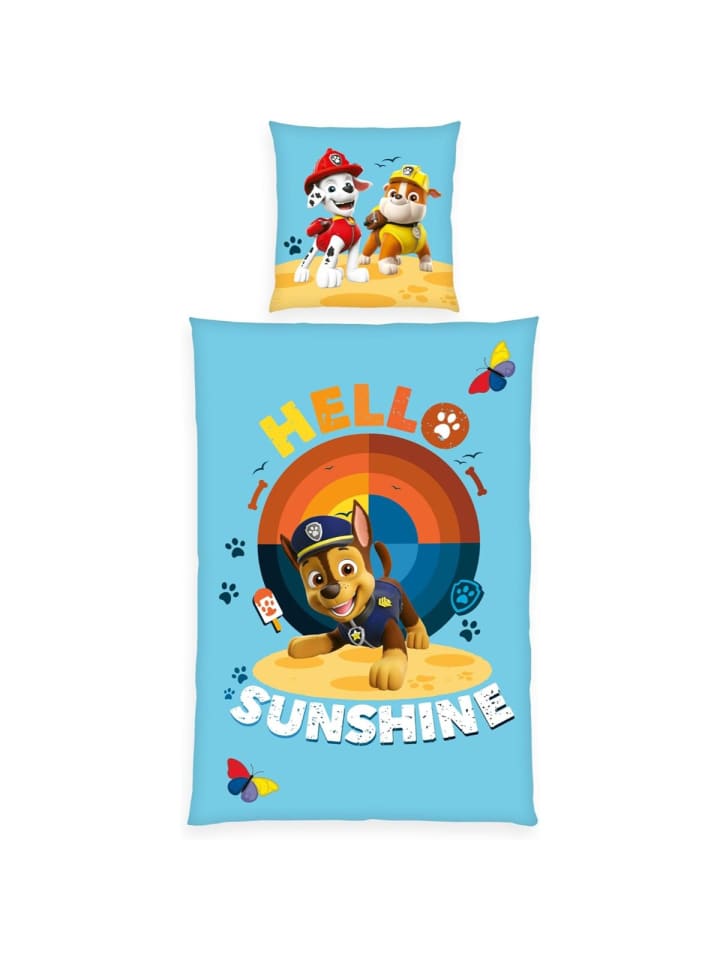 Paw Patrol Bettwäsche 135 x 200 cm Baumwolle Kinder Bettset 2 teilig in Blau
