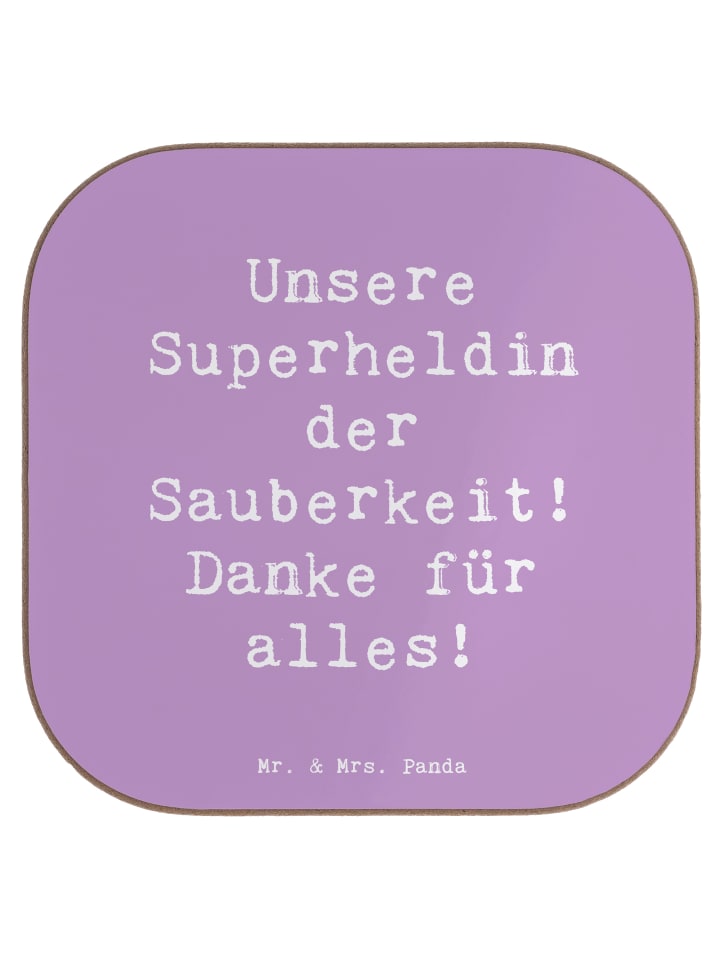 Glas-Untersetzer Spruch Putzfrau Superheldin mi... in Lavendeltraum