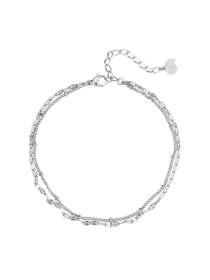 Panzer und Satellite Zweireihige Fußkette Edeletstahl in Silber (L)20-21cm