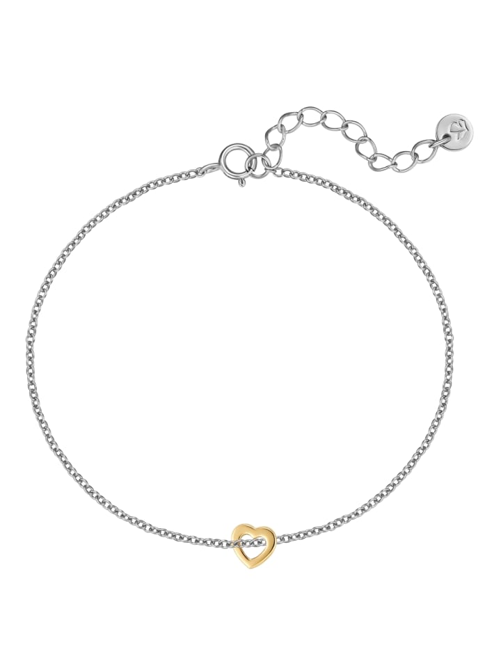 Armband Herz aus Sterling Silber in silber/gelbgold