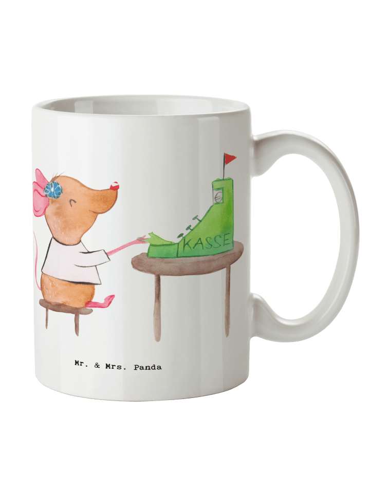 Kaffeetasse Kassiererin Herz ohne Spruch in Weiß
