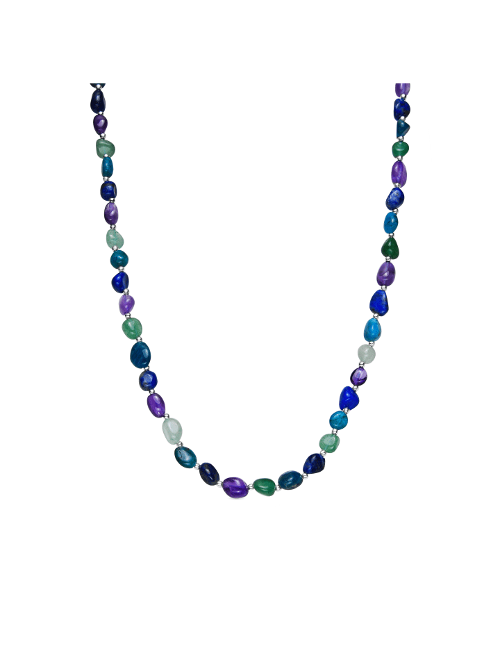 Halskette mit Silberfinish und natürlichem Amethyst – Umavi
