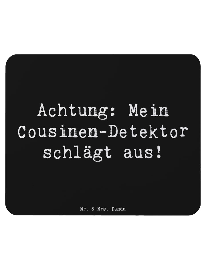 Mauspad Cousinen-Detektor mit Spruch in Schwarz