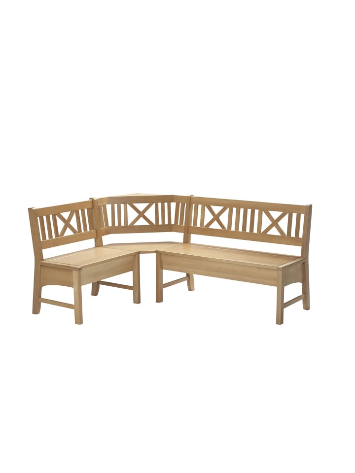 ECKBANK Deborah 135 x 135 x 87 Massivholz Buche lackiert/Weinrot