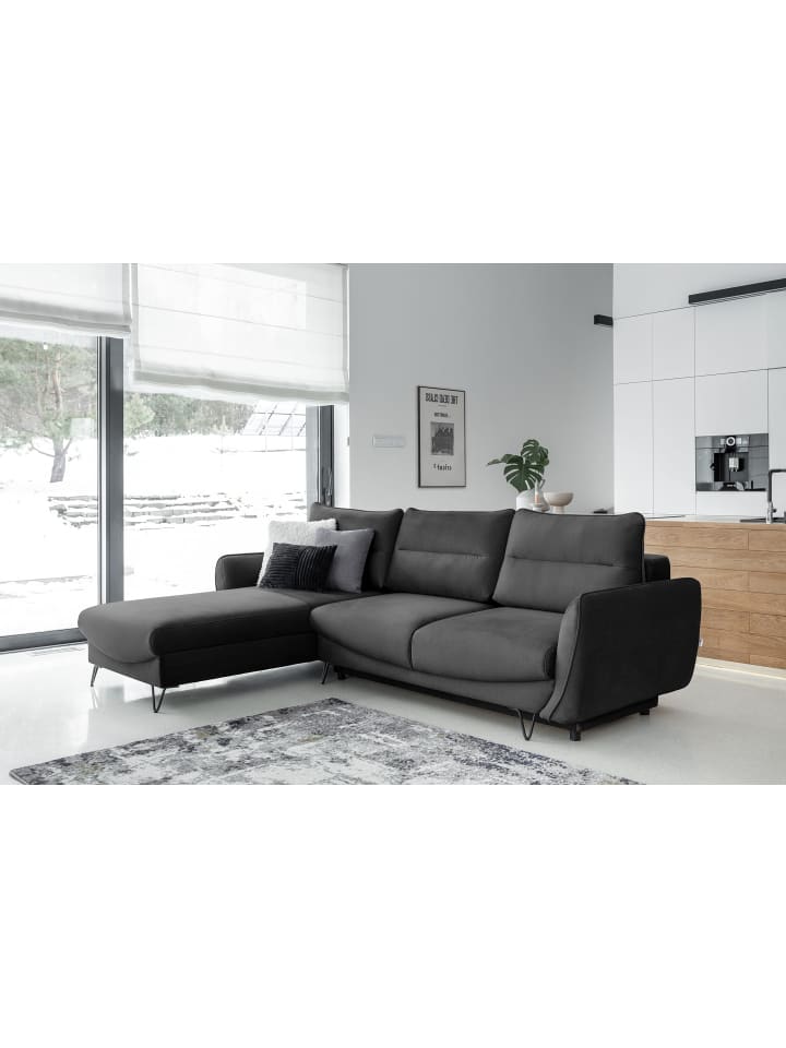 Sonic Recamiere Links in Asphalt - (L) 276 x (B) 276 x (H) 100 cm