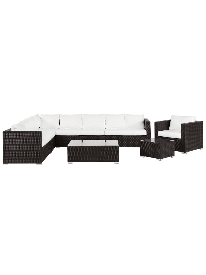 8-tlg Lounge Set XXL in Braun/Weiß rechtsseitig