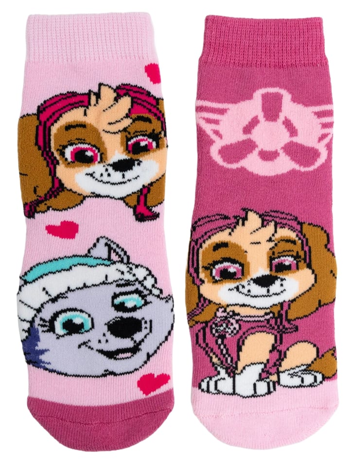 2er Pack Paw Patrol Socken Skye & Everest Kindersocken Söckchen in rosa/pink