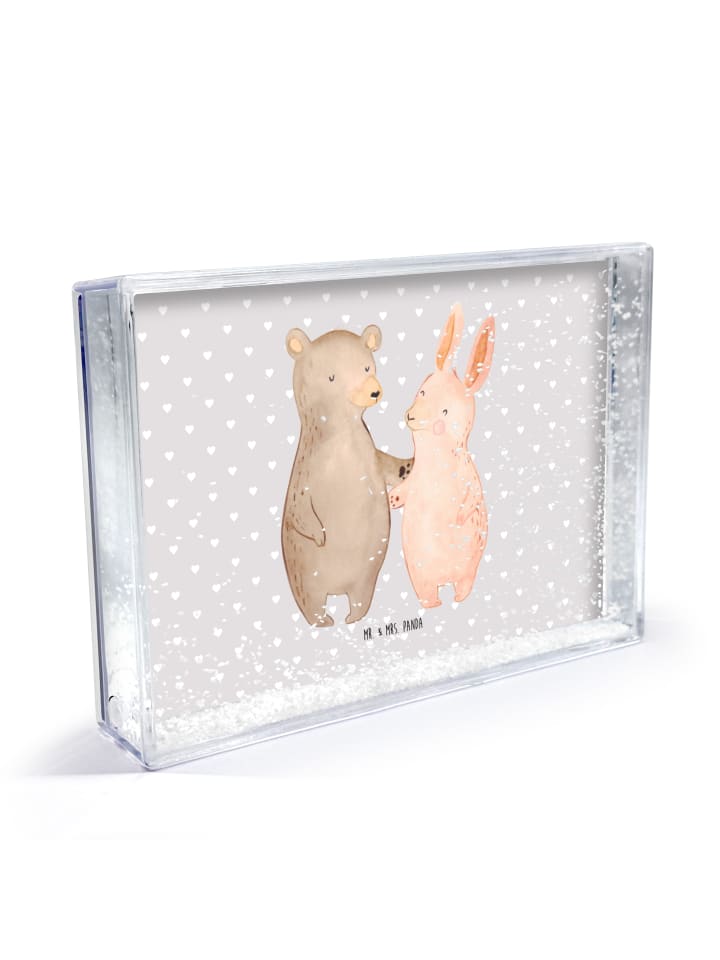 Bilderrahmen Bär und Hase Umarmen ohne Spruch in Grau Pastell