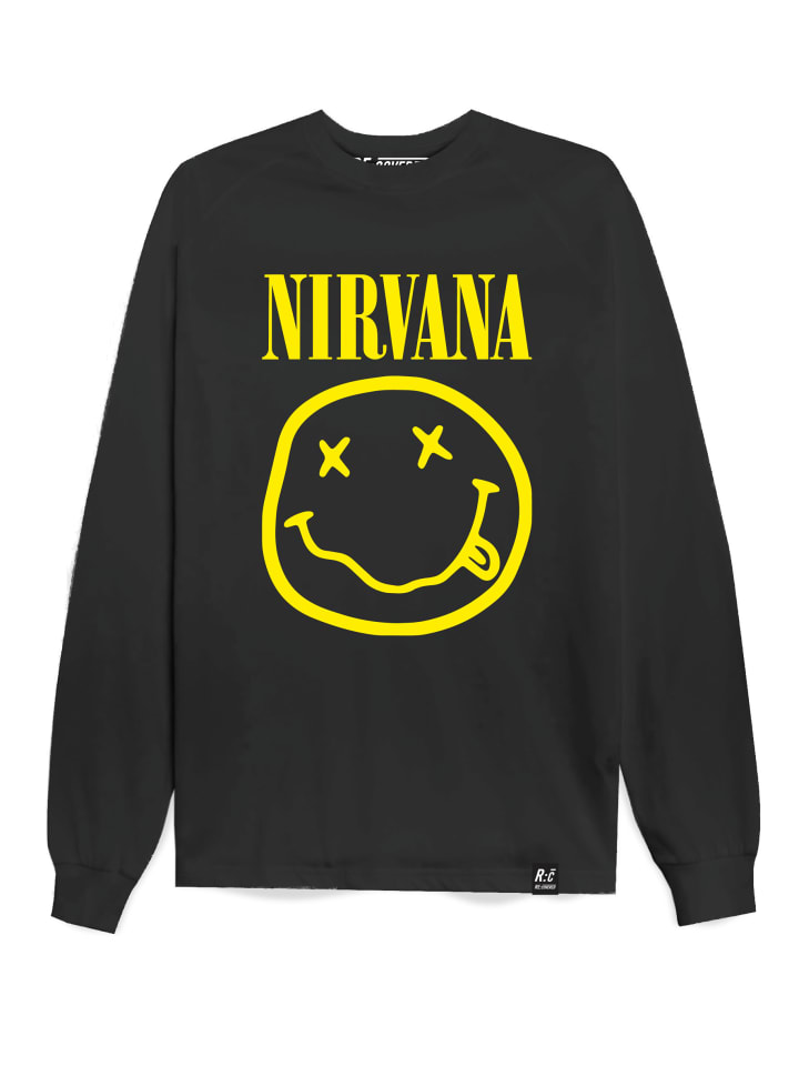 Sweatshirt Nirvana Yellow Logo Relaxed in Black