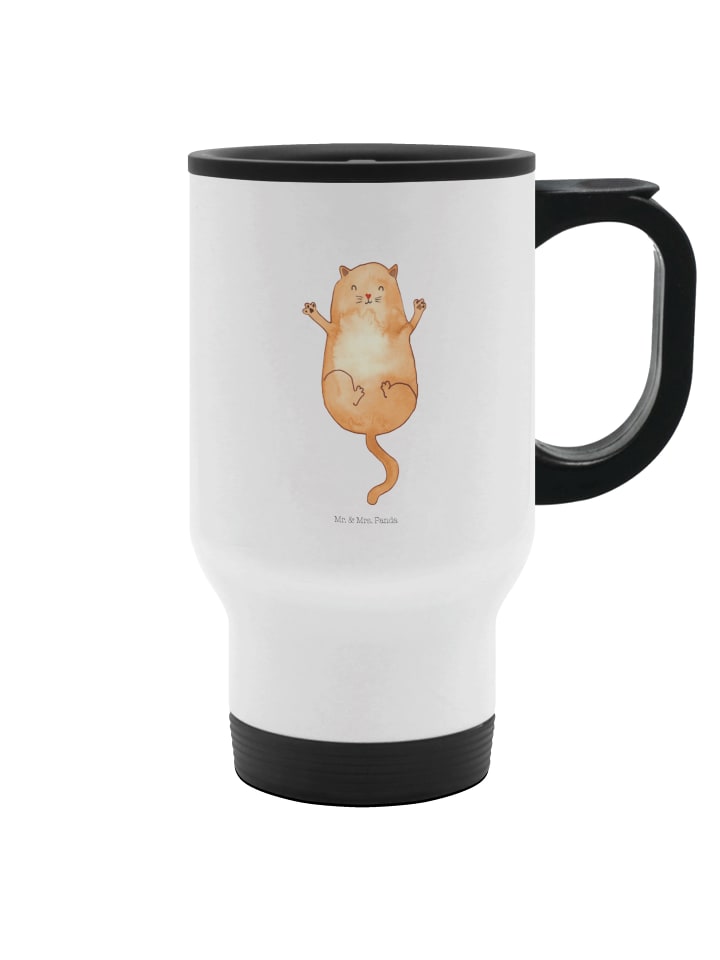 Thermosbecher Katze Umarmen ohne Spruch in Weiß