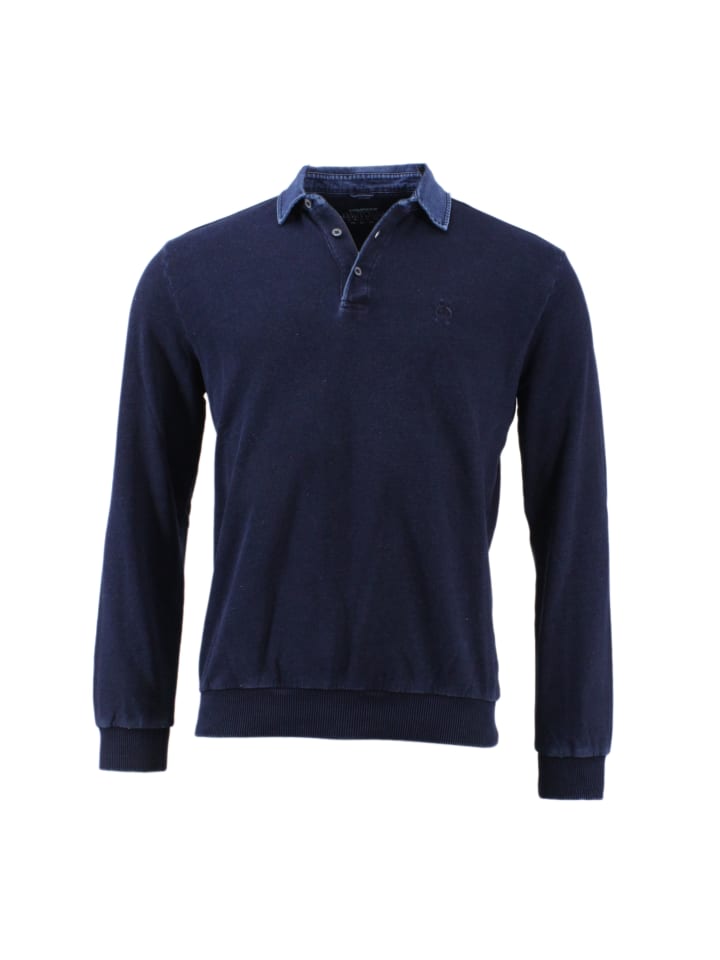 leichtes langarm Polohirt in Blau