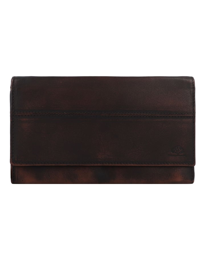Destressed Geldbörse RFID Schutz Leder 18.5 cm teak brown