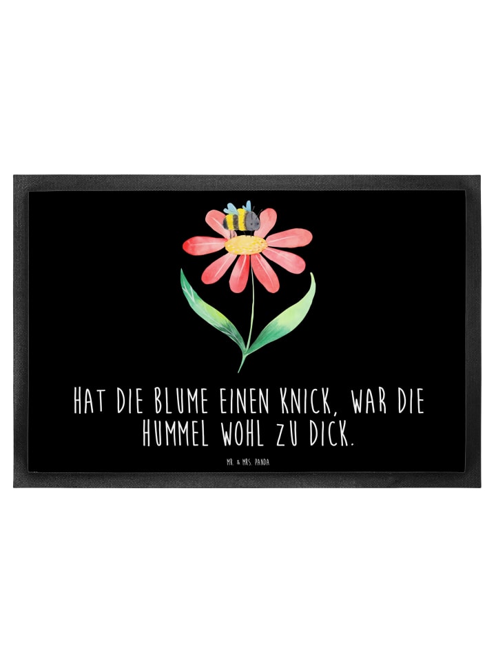 Fußabtreter Hummel Blume mit Spruch in Schwarz