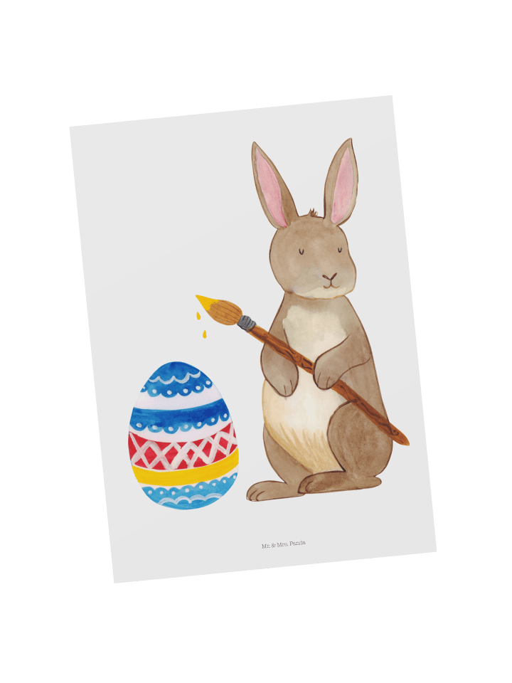 Postkarte Hase Eier Malen ohne Spruch in Weiß