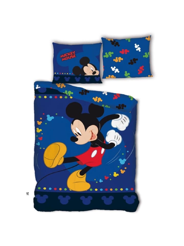 Mickey Mouse Bettwäsche 140x200 cm Weiches Microfiber Set in Blau