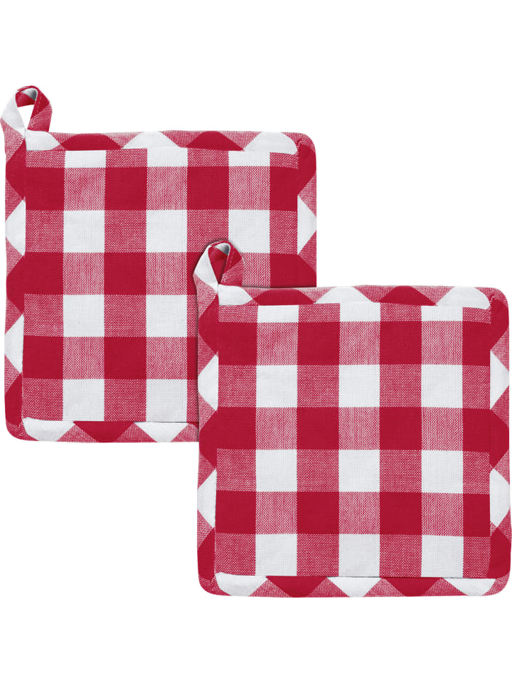 Baumwolle Topflappen 2er-Pack Nashville in rot