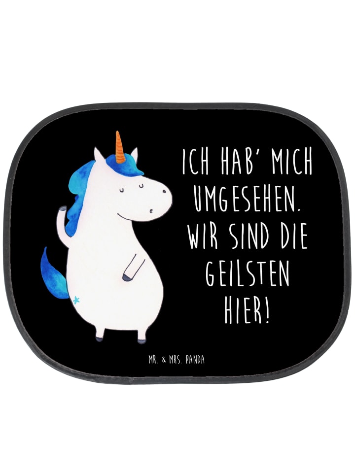 Sonnenschutz Auto Einhorn Mann mit Spruch in Schwarz