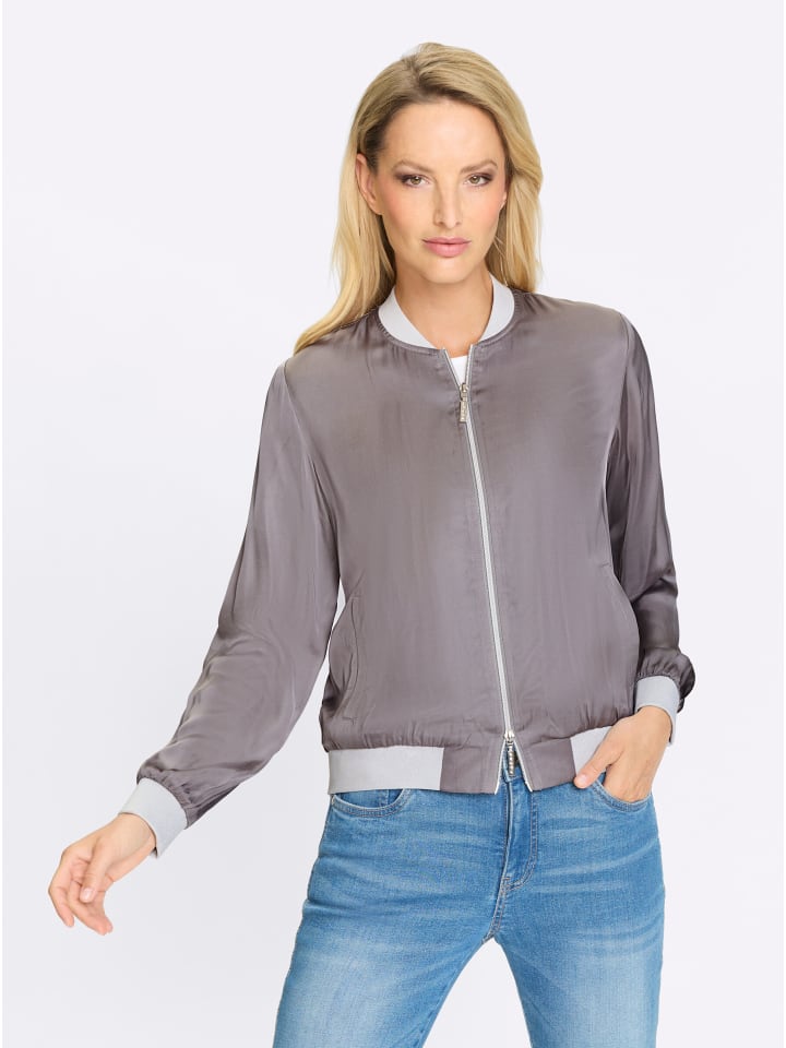Blusen-Blouson in grau-hellgrau