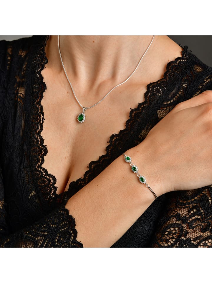 Damen Armband aus 925 Silber mit Zirkonia 17+3 cm in silber