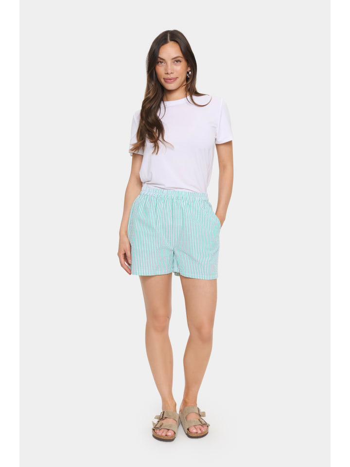 Shorts ElmikoSZ Gerade Passform in Pistachio Green White Stripe