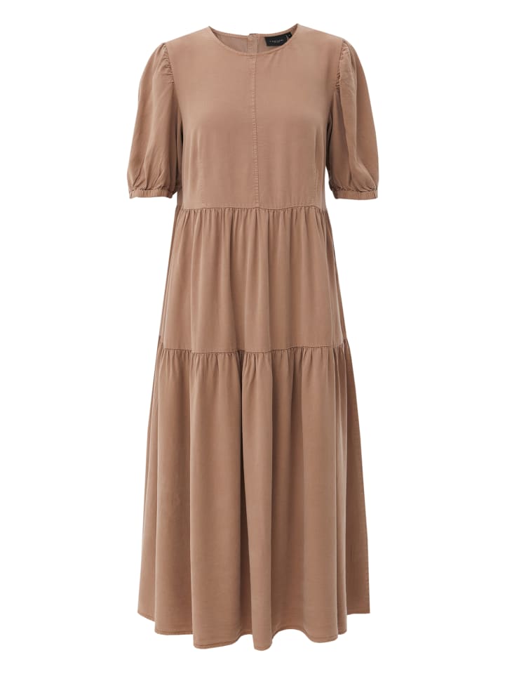 Jeanskleid Volant in dark beige