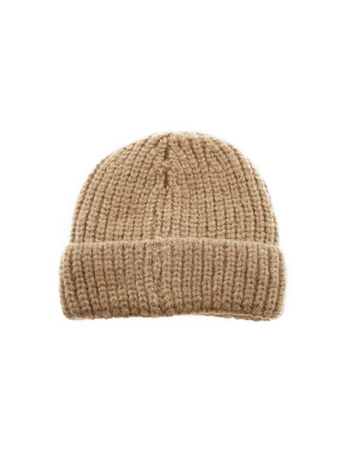 Mütze mit Strickmotiv für Erwachsene und Kinder in Hellbraun