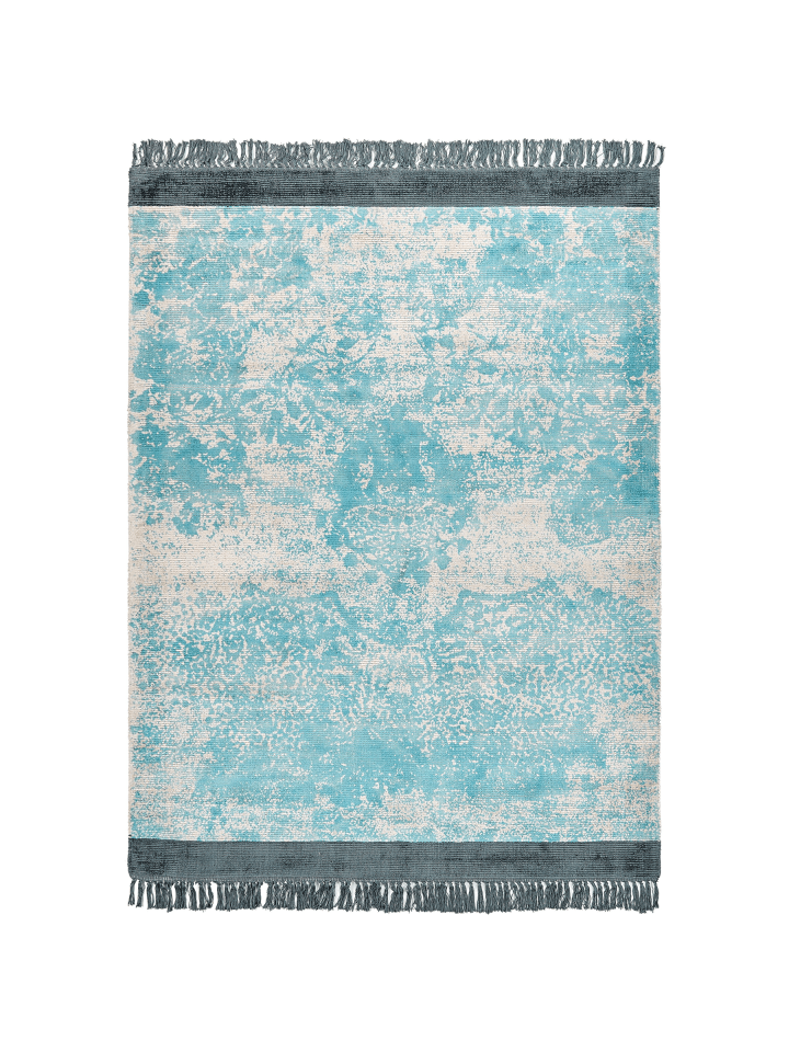 Kurzflor AKARSU in Blau/Beige - (W) 160 x (H) 0.4 x (L) 230 cm