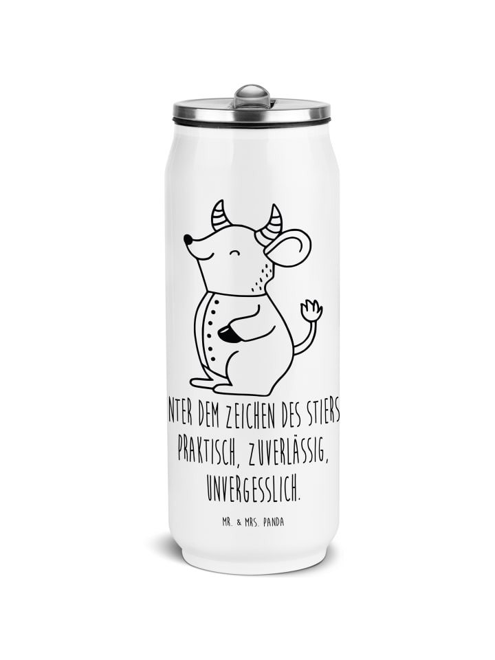 Thermobecher Stier Astrologie mit Spruch in Weiß