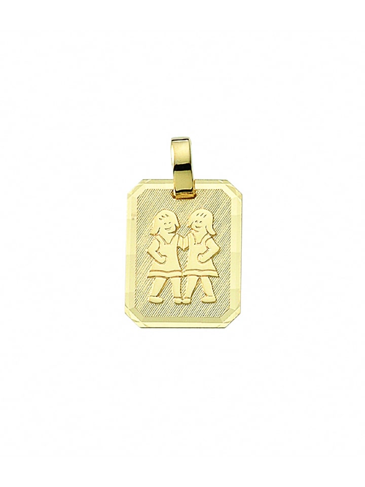 Damen & Herren 333 Gold Sternzeichen Anhänger Zwilling in gold