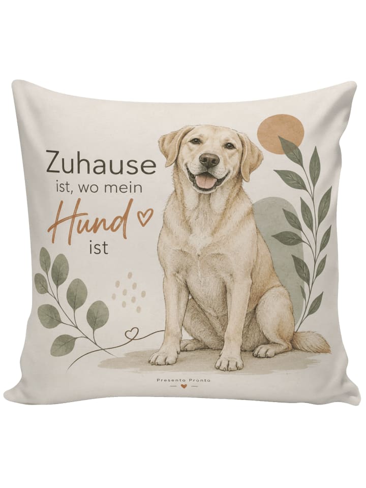 Sofakissen Hund Skandinavisch Design mit Spruch in Weiß