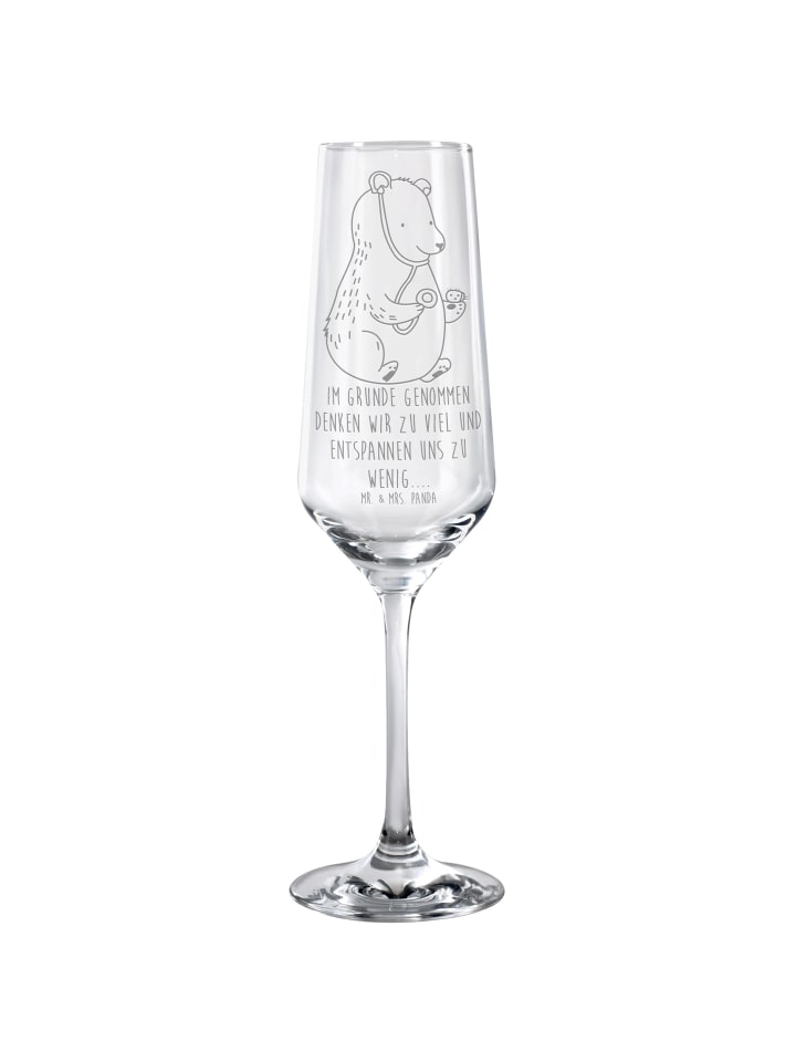 Champagnerglas Bär Arzt mit Spruch in Transparent