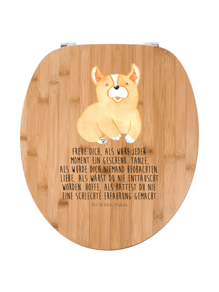 Toilettensitz Corgie mit Spruch in Braun