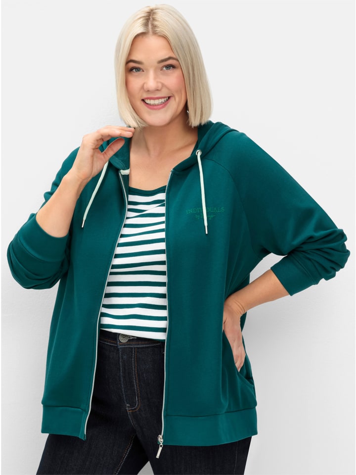 Kapuzensweatjacke in petrol