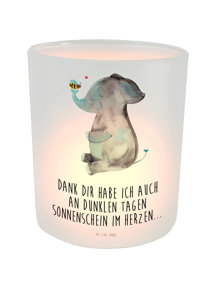 Windlicht Elefant Biene mit Spruch in Transparent